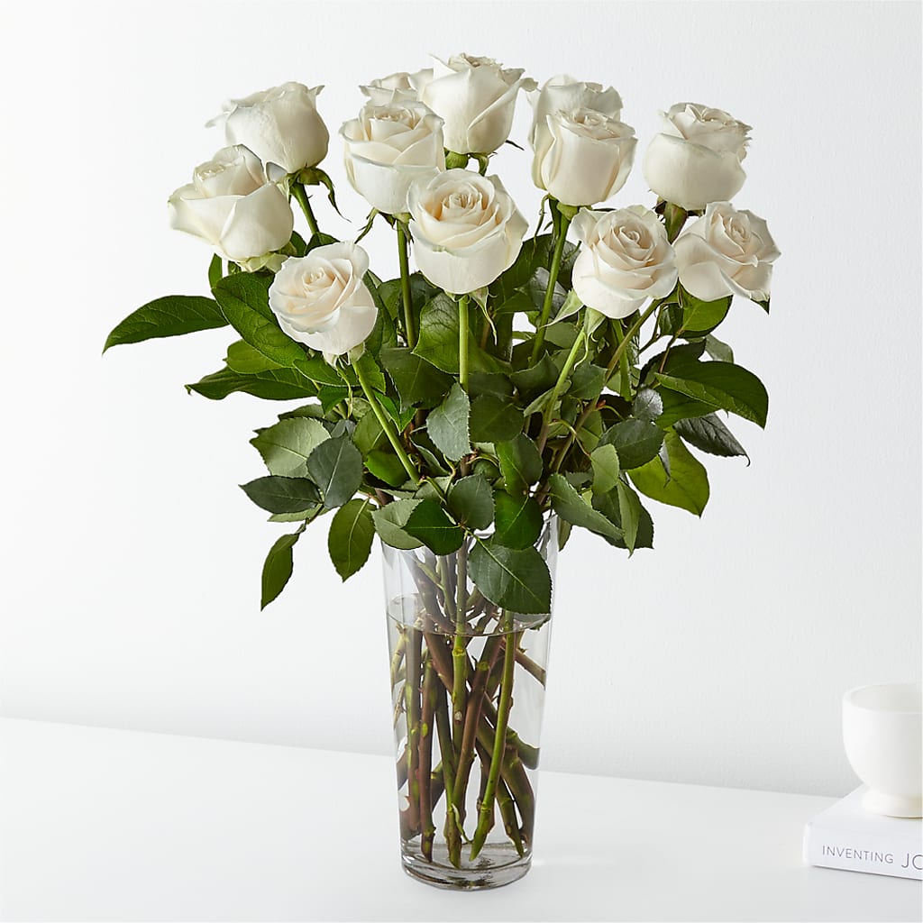 Long Stem White Rose Bouquet – HELEN'S FLORAL SHOPPE, Phillipsburg NJ