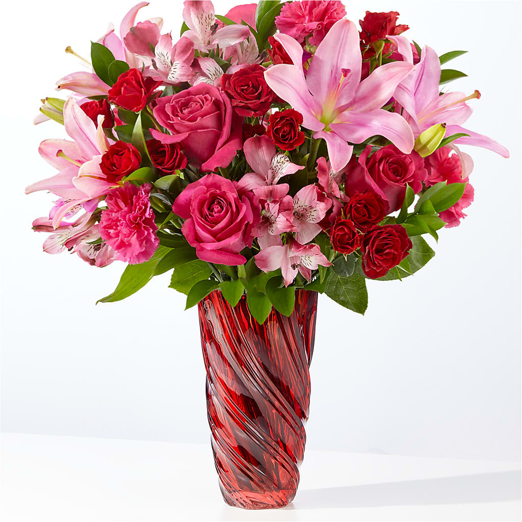 In Love Bouquet with Luxe Swirl Vase – HELEN'S FLORAL SHOPPE, Phillipsburg NJ