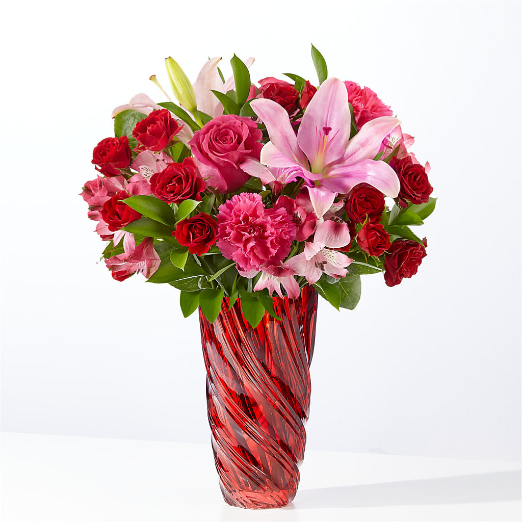 In Love Bouquet with Luxe Swirl Vase – HELEN'S FLORAL SHOPPE, Phillipsburg NJ