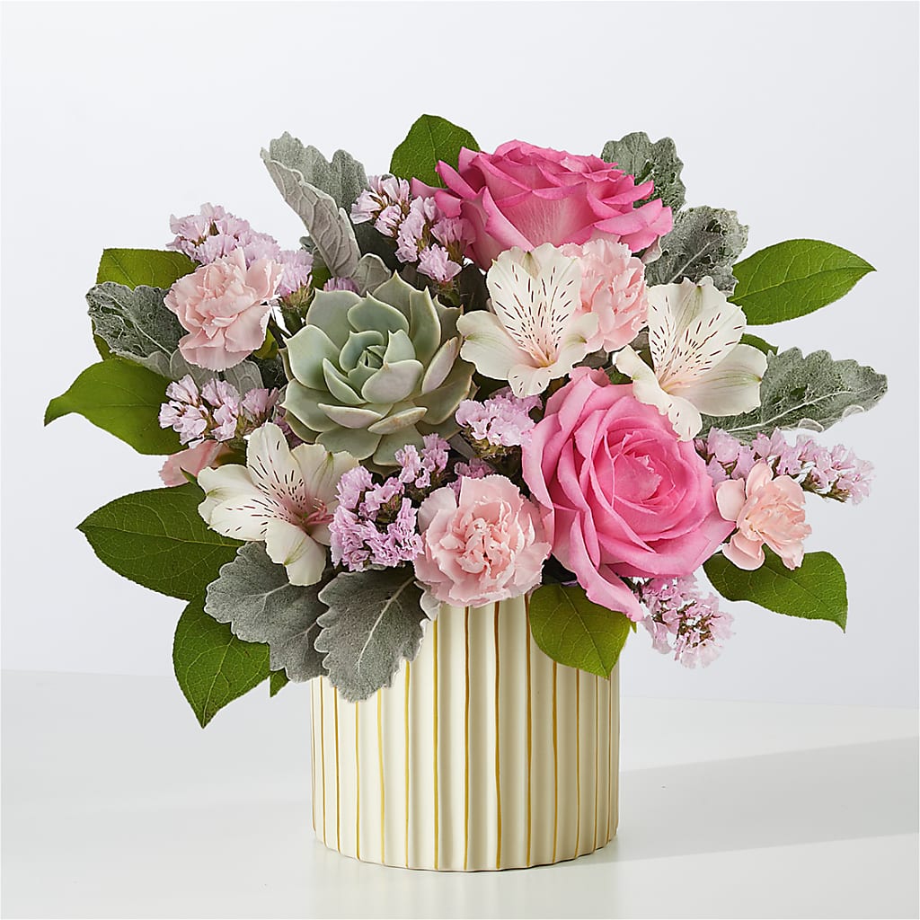 Dusty Rose Bouquet with Ivory Vase – HELEN'S FLORAL SHOPPE, Phillipsburg NJ