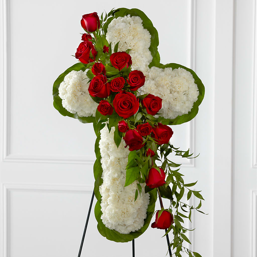 Floral Cross Easel – HELEN'S FLORAL SHOPPE, Phillipsburg NJ