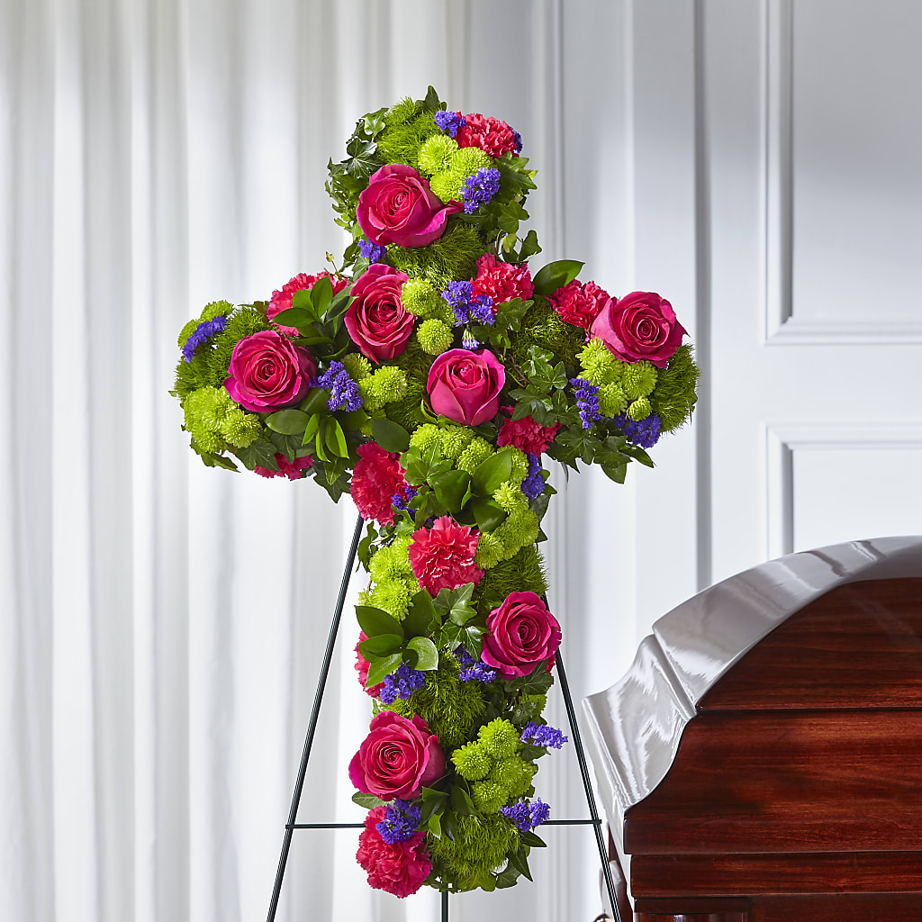 Tribute Rose Floral Cross – HELEN'S FLORAL SHOPPE, Phillipsburg NJ