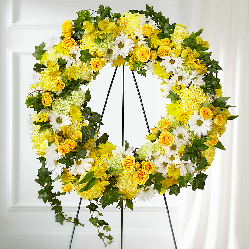 Golden Remembrance Wreath – HELEN'S FLORAL SHOPPE, Phillipsburg NJ
