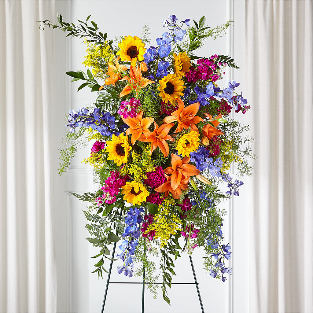 Sunlit Memories Standing Spray (Standard) – HELEN'S FLORAL SHOPPE, Phillipsburg NJ