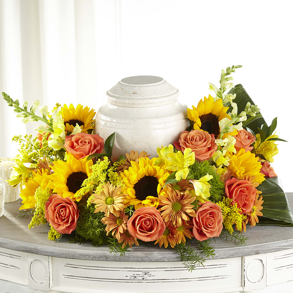 Faithful Sunflower Cremation Adornment – HELEN'S FLORAL SHOPPE, Phillipsburg NJ