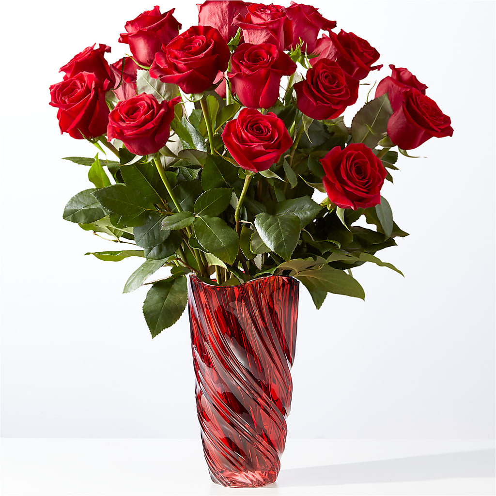Classic Love Red Rose Bouquet with Luxe Swirl Vase – HELEN'S FLORAL SHOPPE, Phillipsburg NJ