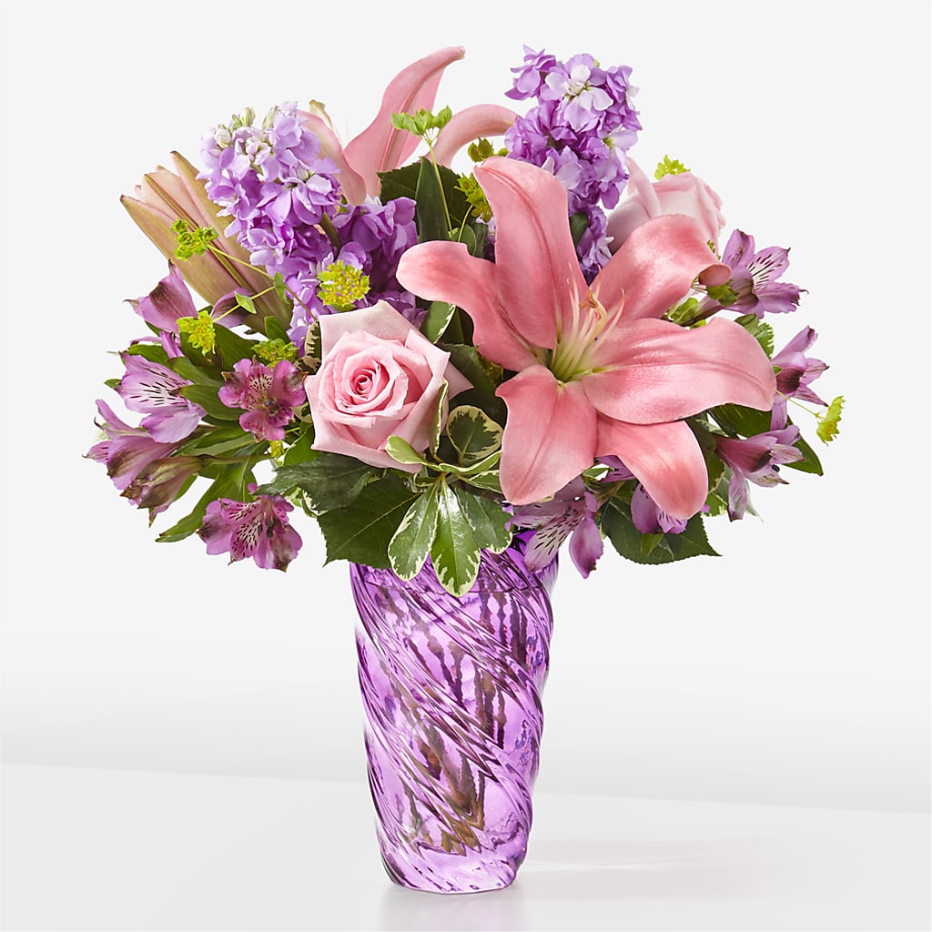Precious Petals Bouquet with Luxe Swirl Vase – HELEN'S FLORAL SHOPPE, Phillipsburg NJ