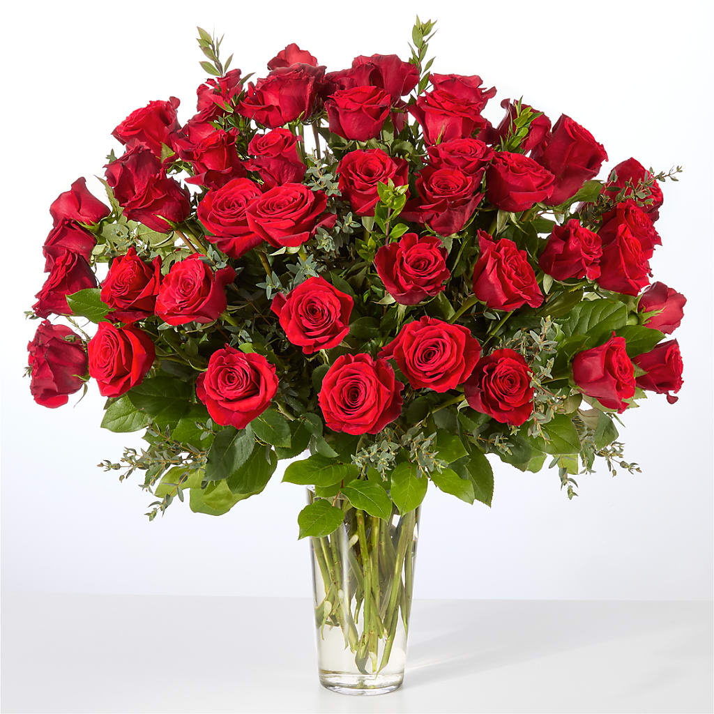 Forever Yours Fifty Stem Red Rose Bouquet – HELEN'S FLORAL SHOPPE, Phillipsburg NJ