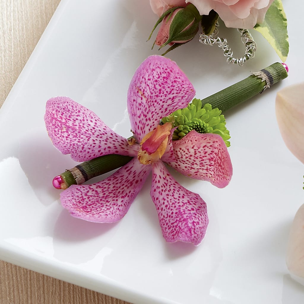 Pink Mokara Boutonniere – HELEN'S FLORAL SHOPPE, Phillipsburg NJ