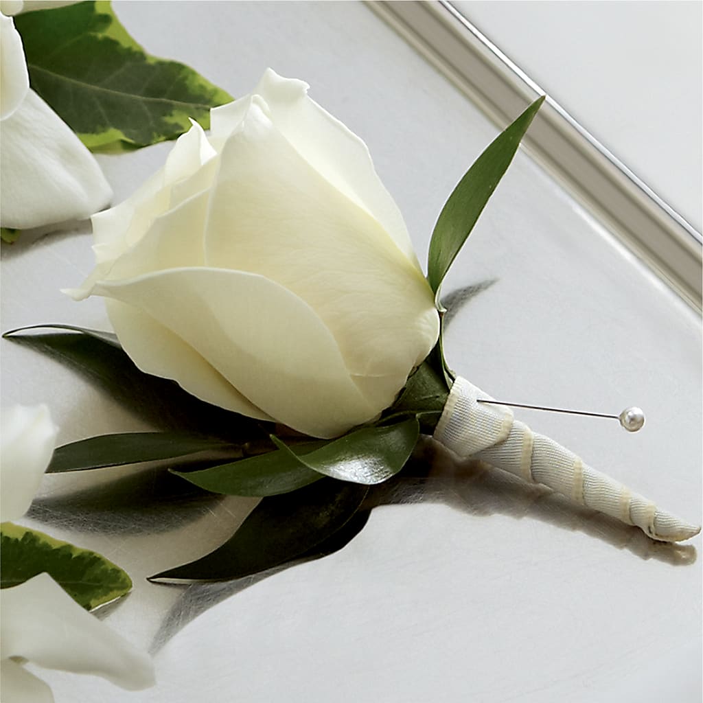 White Rose Boutonniere – HELEN'S FLORAL SHOPPE, Phillipsburg NJ