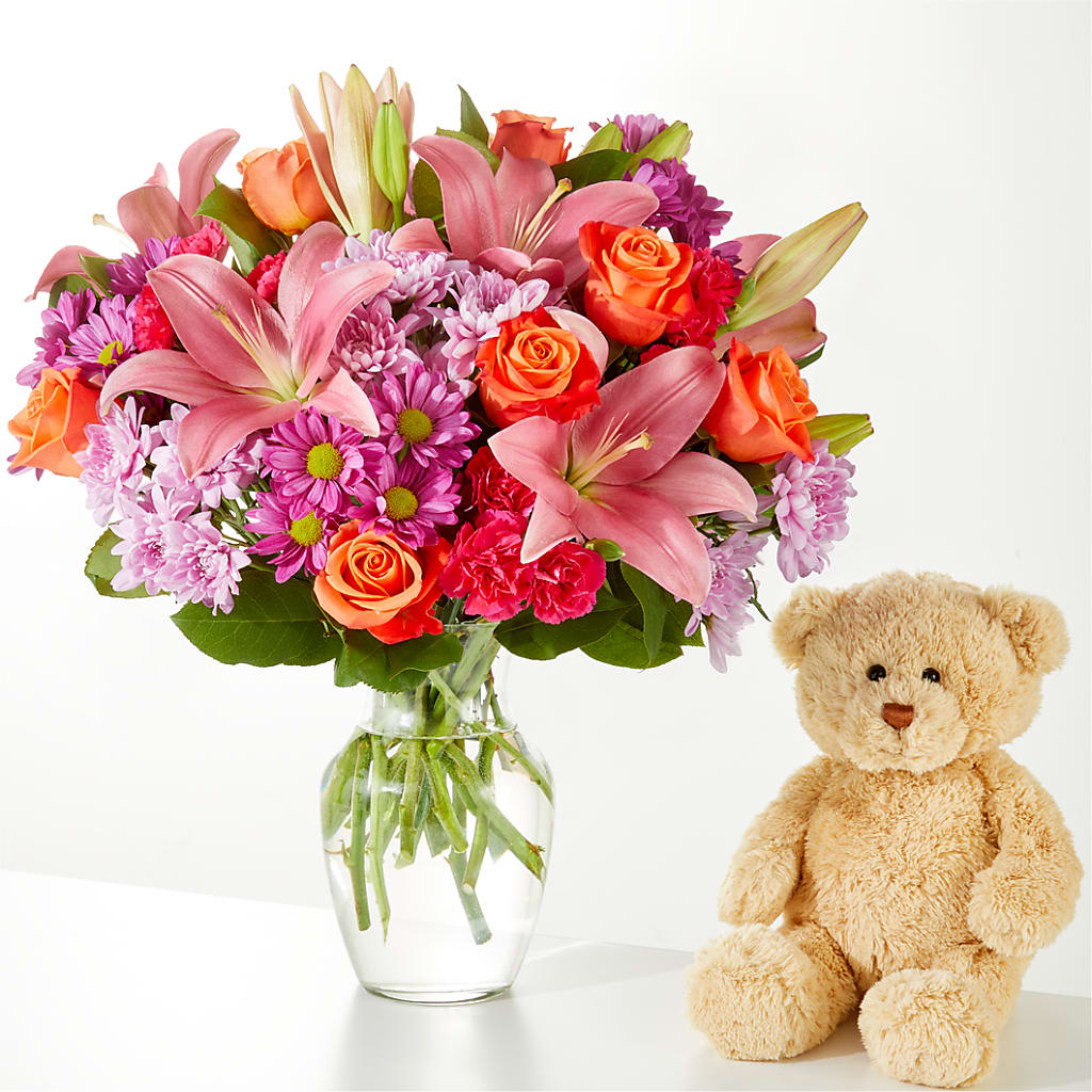 One and Only Bouquet and Bear Bundle – HELEN'S FLORAL SHOPPE, Phillipsburg NJ