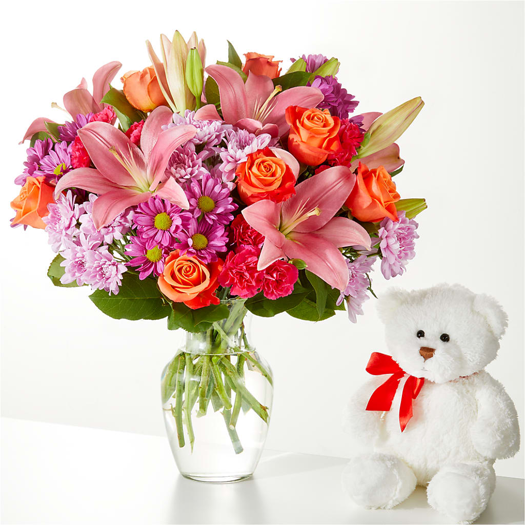 One and Only Bouquet and Bear Bundle – HELEN'S FLORAL SHOPPE, Phillipsburg NJ
