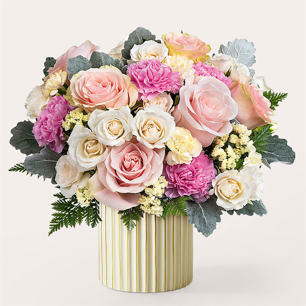Blissful Moments Bouquet with Ivory Vase – HELEN'S FLORAL SHOPPE, Phillipsburg NJ