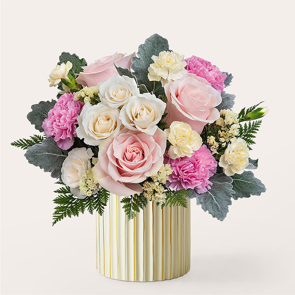 Blissful Moments Bouquet with Ivory Vase – HELEN'S FLORAL SHOPPE, Phillipsburg NJ