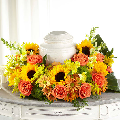 Faithful Sunflower Cremation Adornment – HELEN'S FLORAL SHOPPE, Phillipsburg NJ