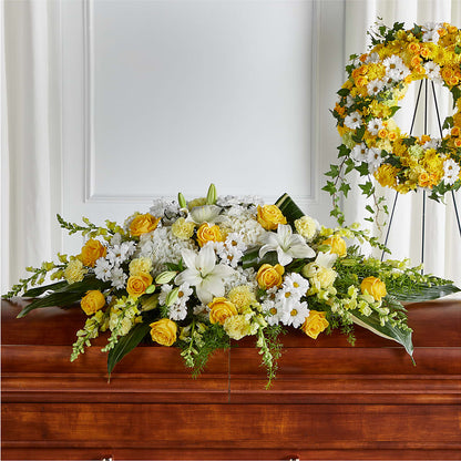 Golden Harmony Casket Spray – HELEN'S FLORAL SHOPPE, Phillipsburg NJ