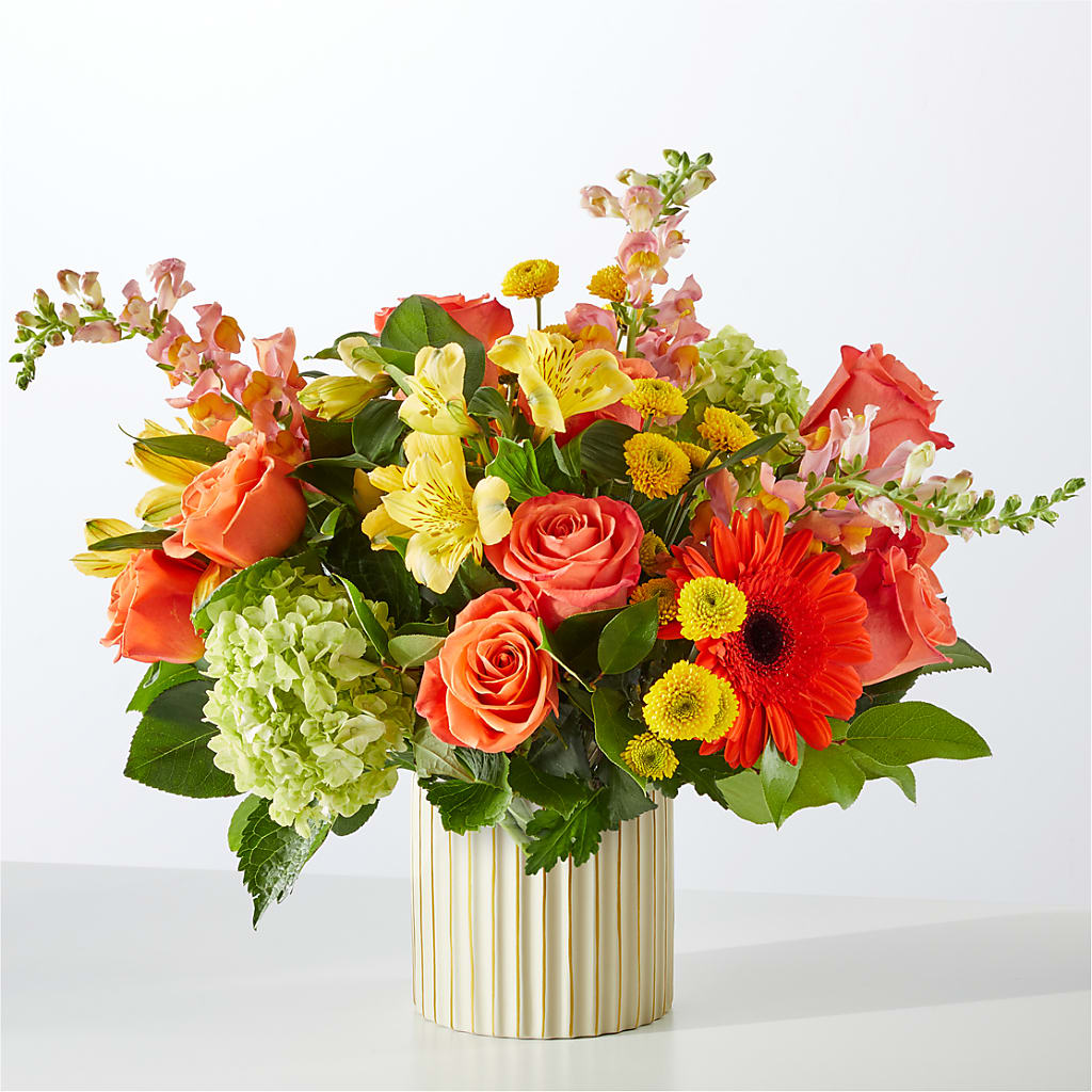 Autumn Sunshine Bouquet with Ivory Vase – HELEN'S FLORAL SHOPPE, Phillipsburg NJ