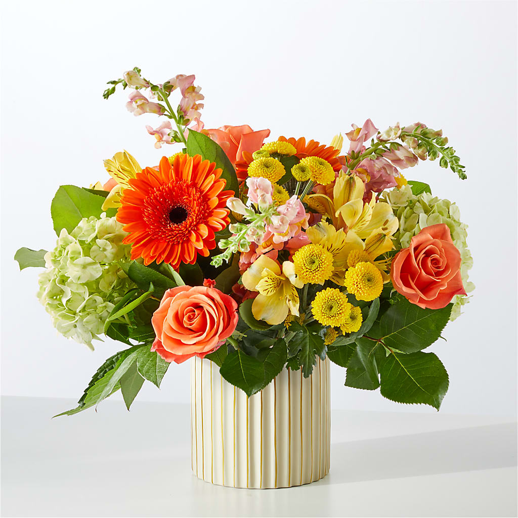 Autumn Sunshine Bouquet with Ivory Vase – HELEN'S FLORAL SHOPPE, Phillipsburg NJ