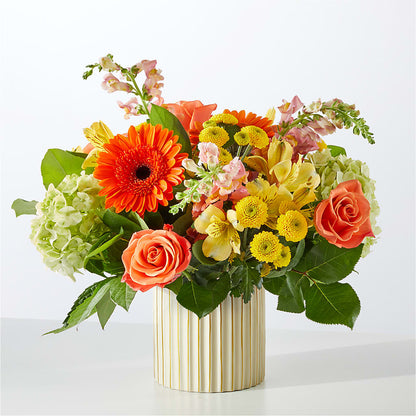 Autumn Sunshine Bouquet with Ivory Vase – HELEN'S FLORAL SHOPPE, Phillipsburg NJ