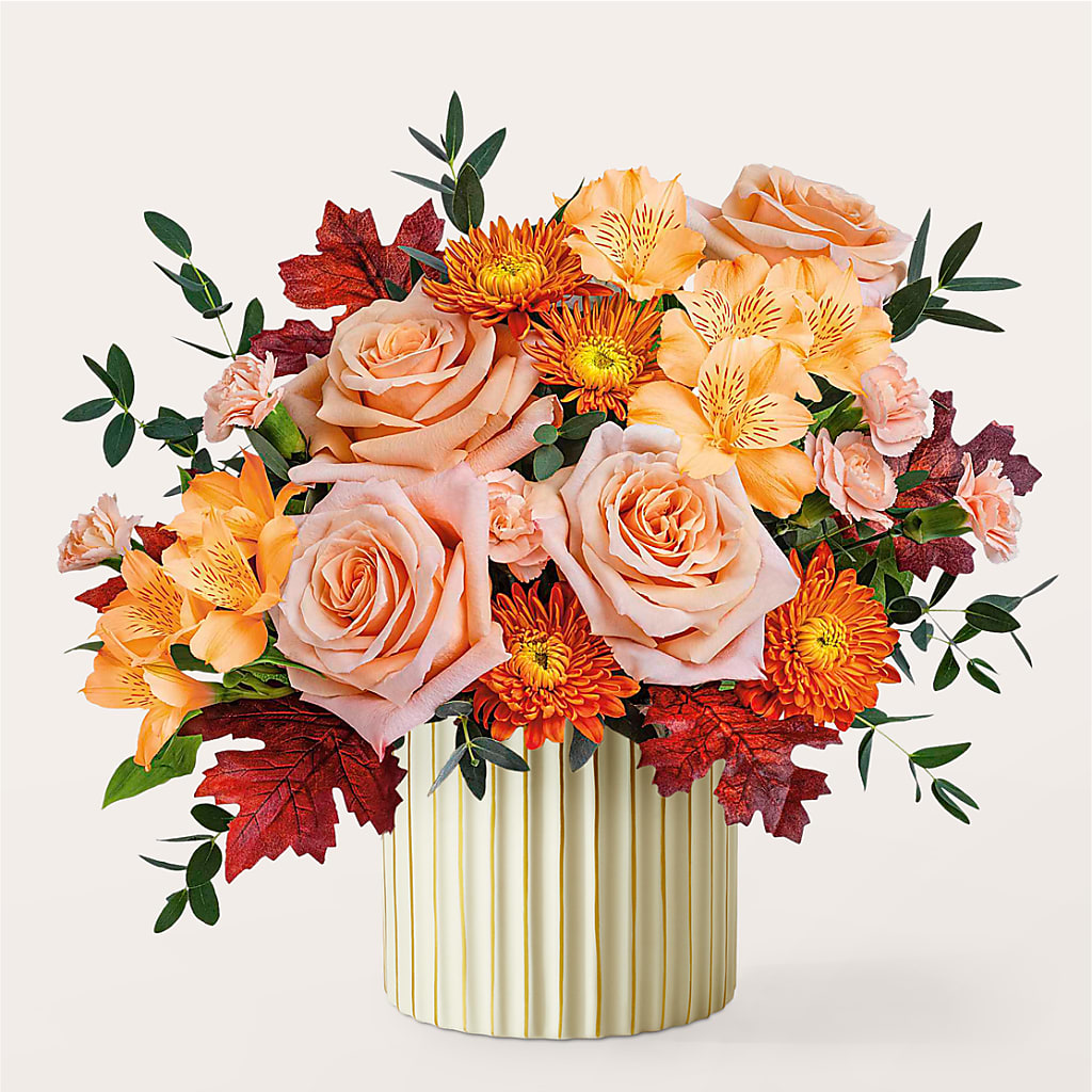 Spiced Latte Bouquet with Ivory Vase – HELEN'S FLORAL SHOPPE, Phillipsburg NJ