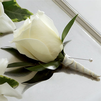 White Rose Boutonniere – HELEN'S FLORAL SHOPPE, Phillipsburg NJ
